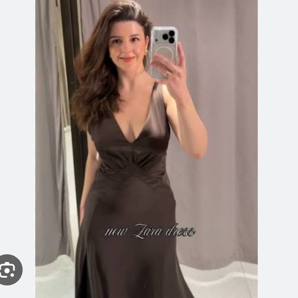 Zara Brown Maxi Dress with Slit - Picture 7 of 10